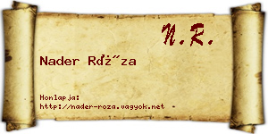 Nader Róza névjegykártya